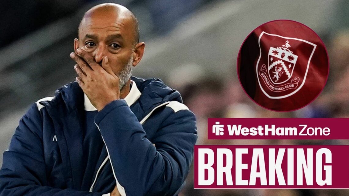 Nuno Espirito Santo and Burnley badge in circular inset.