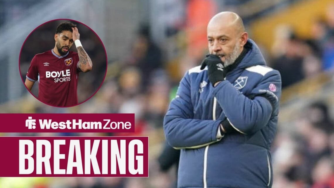 Nuno Espirito Santo alongside a circle inset of Lucas Paqueta.