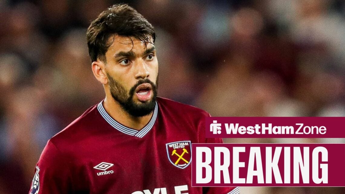 Lucas Paqueta in a West Ham shirt.