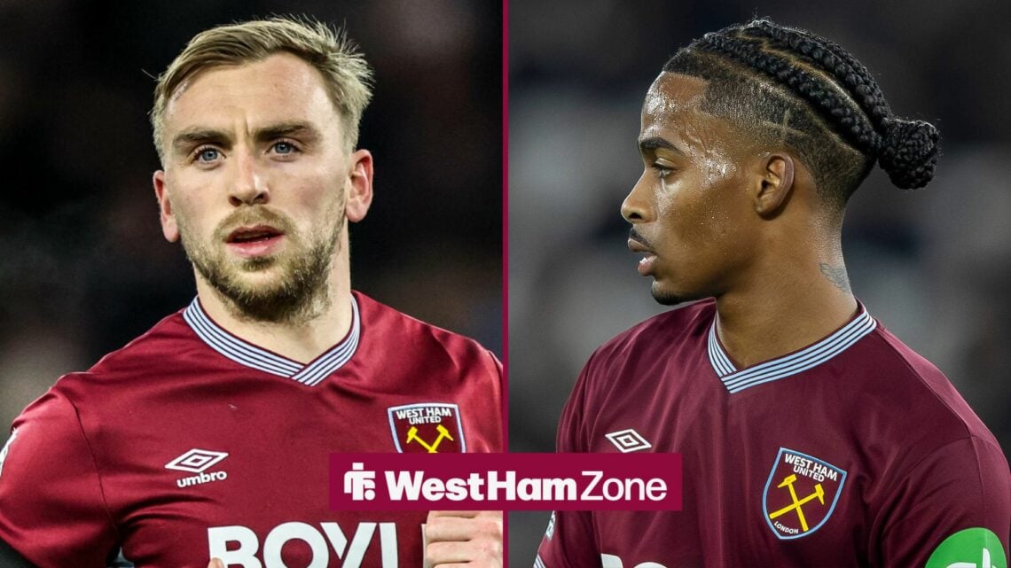 Jarrod Bowen playing for West Ham next to Crysencio Summerville playing for West Ham