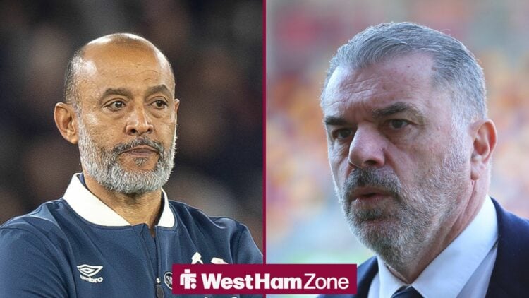 Nuno and Ange Postecoglou straight-faced in image split