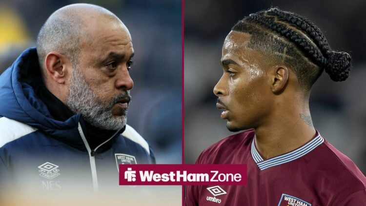 Nuno Espirito Santo looking sad in the direction of Crysencio Summerville.