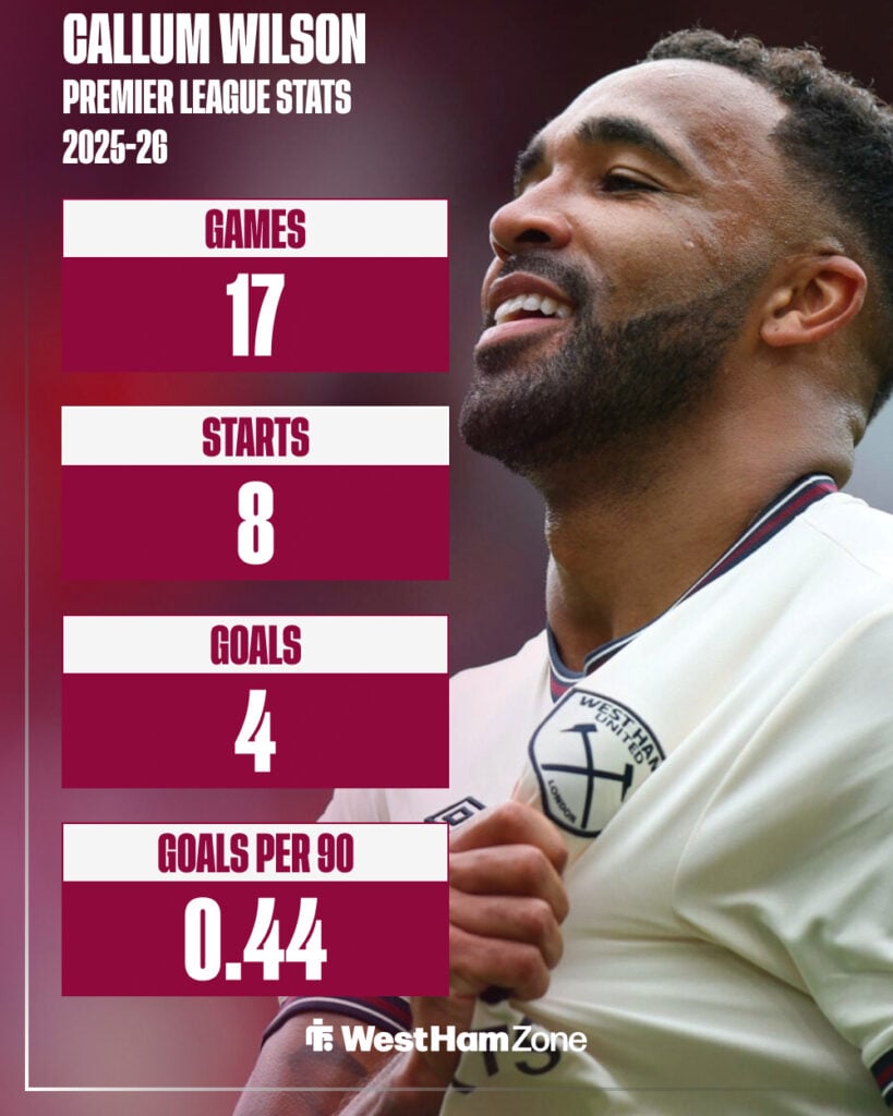 Callum Wilson's Premier League stats this year.