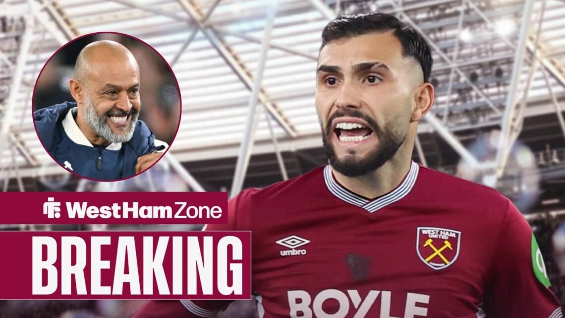 Taty Castellanos in a West Ham shirt and Nuno in inset.