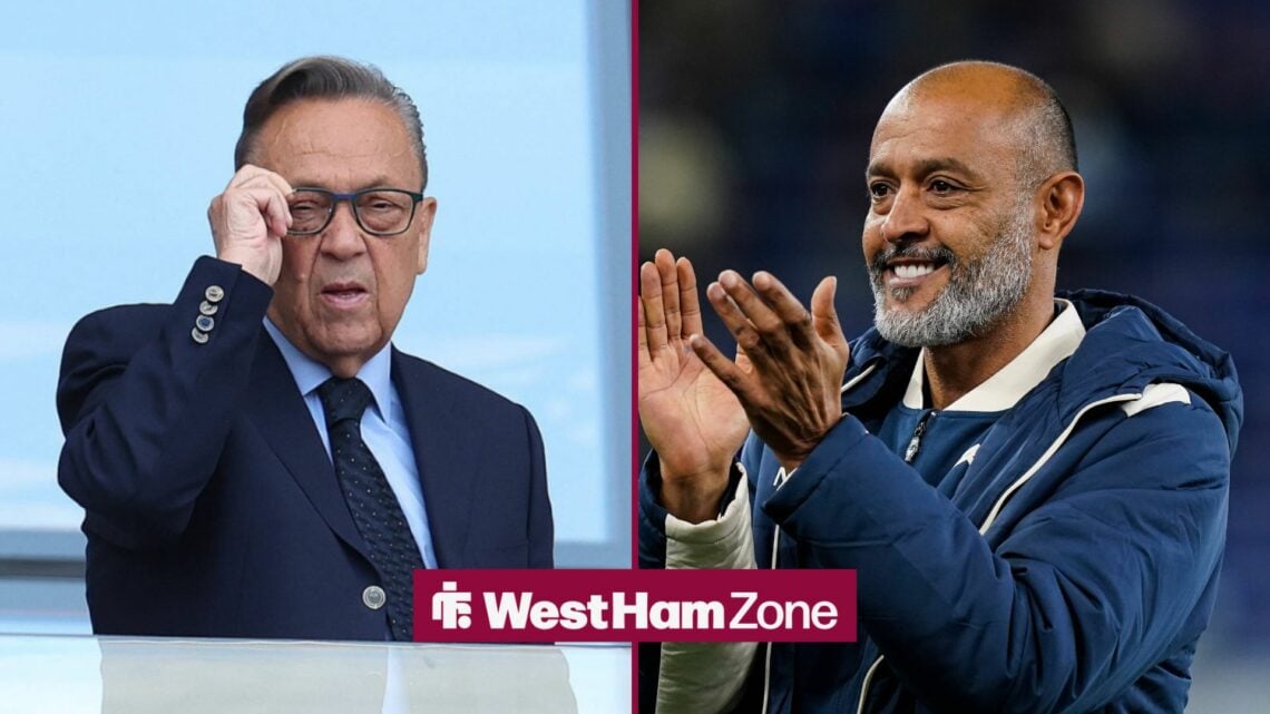 West Ham owner David Sullivan, Nuno Espirito Santo.