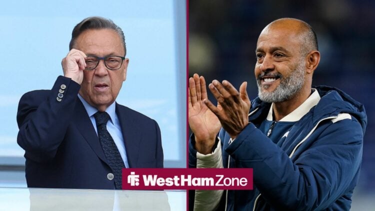 West Ham owner David Sullivan, Nuno Espirito Santo.