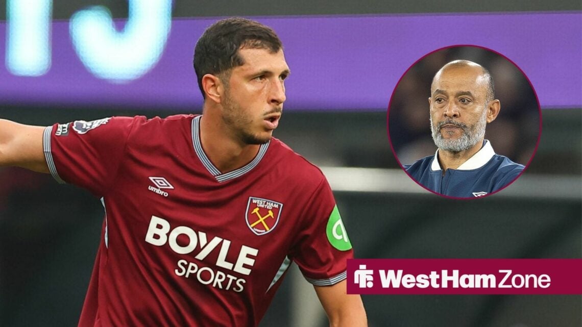 West Ham flop Guido Rodriguez, Nuno Espirito Santo in inset.