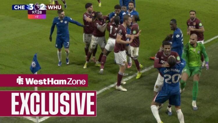 Chelsea and West Ham players brawling