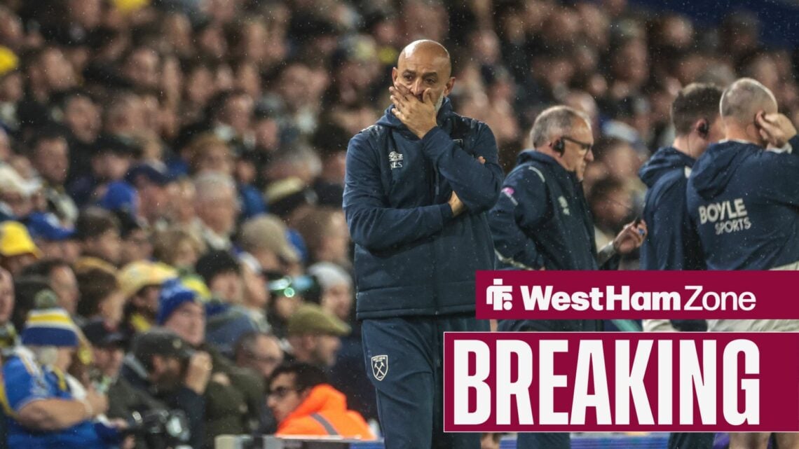 West Ham boss Nuno Espirito Santo with head in hands