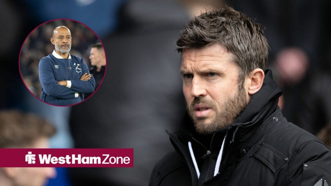 Michael Carrick with West Ham boss Nuno Espirito Santo inset