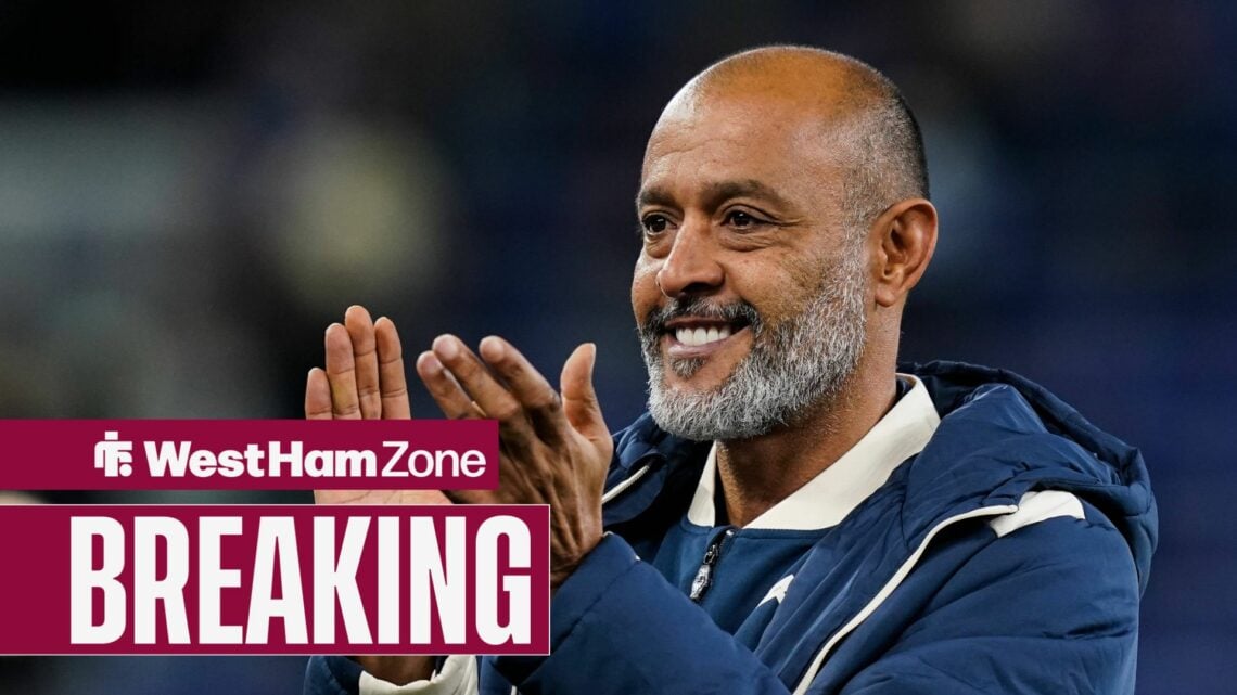 West Ham boss Nuno Espirito Santo smiling.
