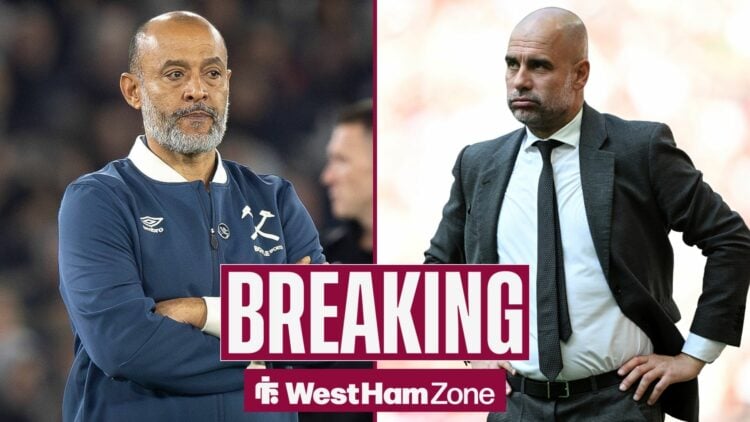 Nuno Espirito Santo next to Pep Guardiola in a suit