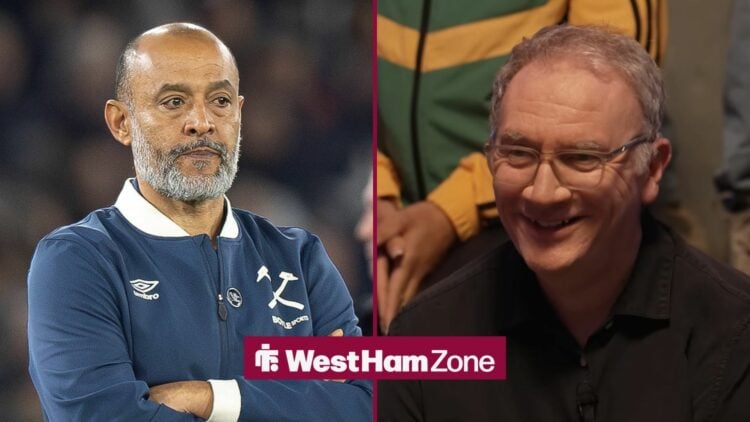 Nuno Espirito Santo crossing his arms next to Kieran Maguire smiling