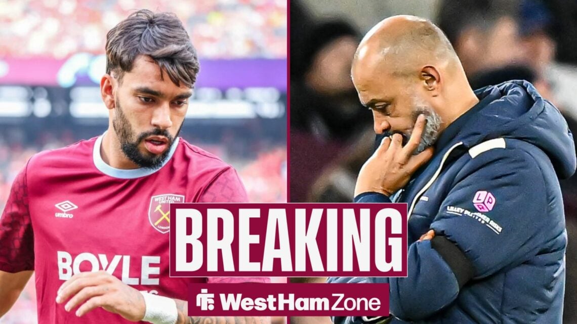 Nuno Espirito Santo next to Lucas Paqueta