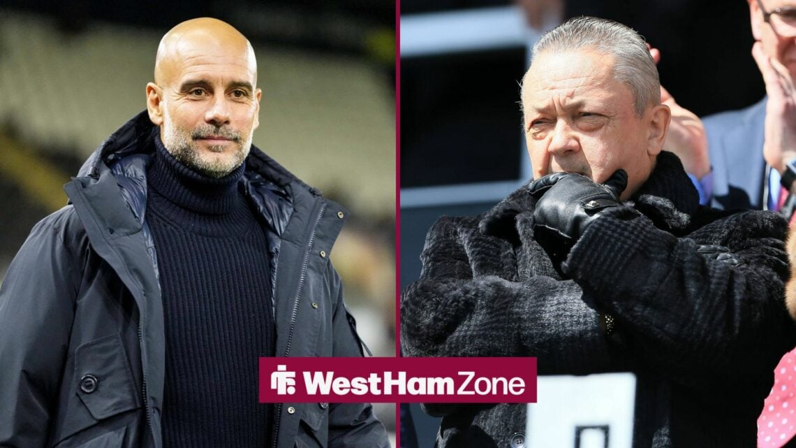 Pep Guardiola and David Sullivan in a split image