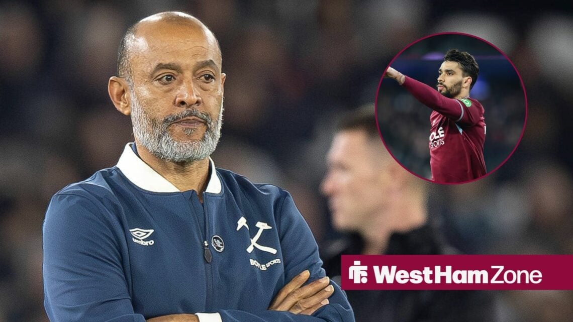 West Ham boss Nuno Espirito Santo with Lucas Paqueta inset