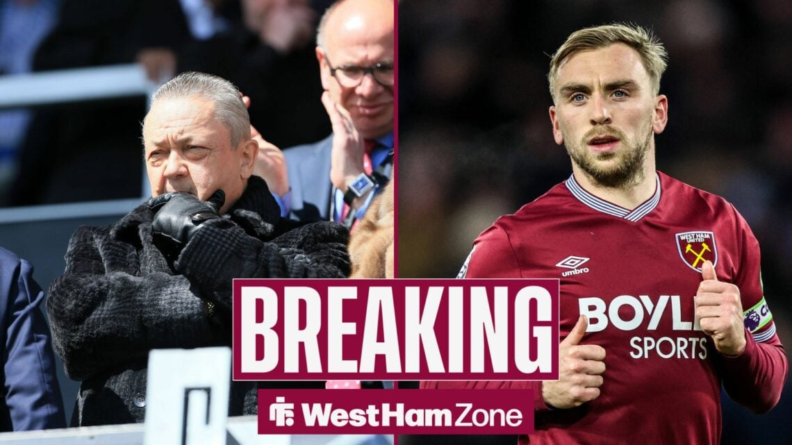 A split image of West Ham's David Sullivan and Jarrod Bowen