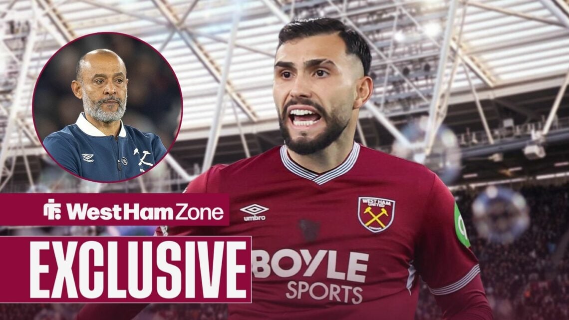 West Ham forward Taty Castellanos, Nuno Espirito Santo in inset.