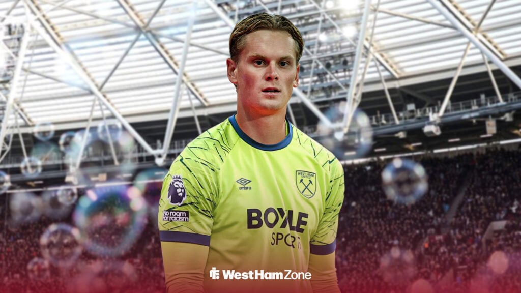 Antonin Kinsky in West Ham kit ahead of London Stadium