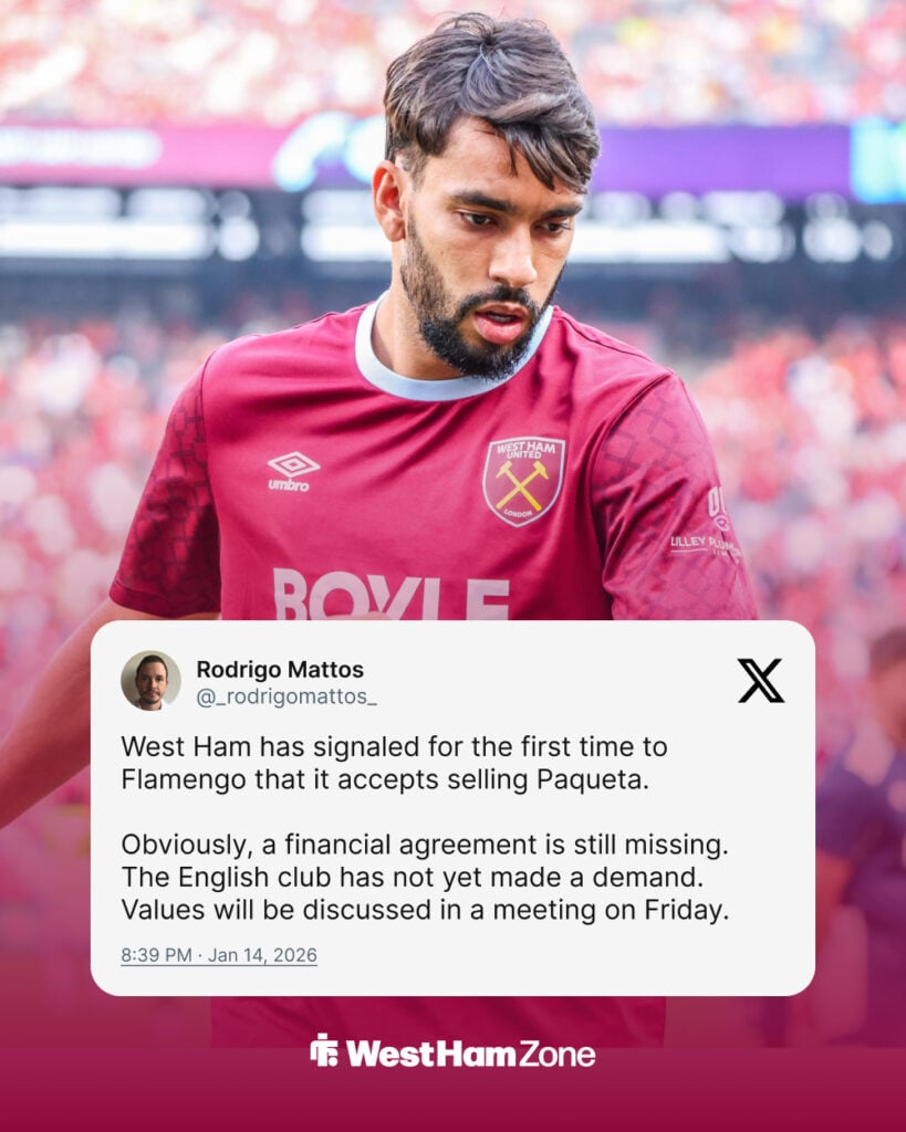 Lucas Paqueta in a West Ham kit with Rodrigo Mattos update.