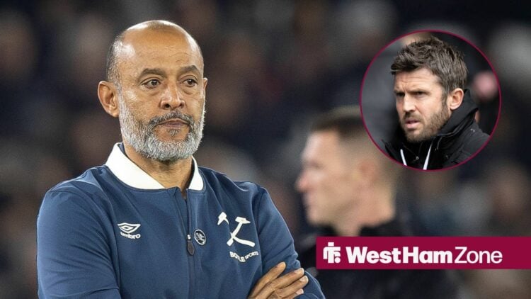 West Ham boss Nuno Espirito Santo and Man Utd interim manager Michael Carrick inset