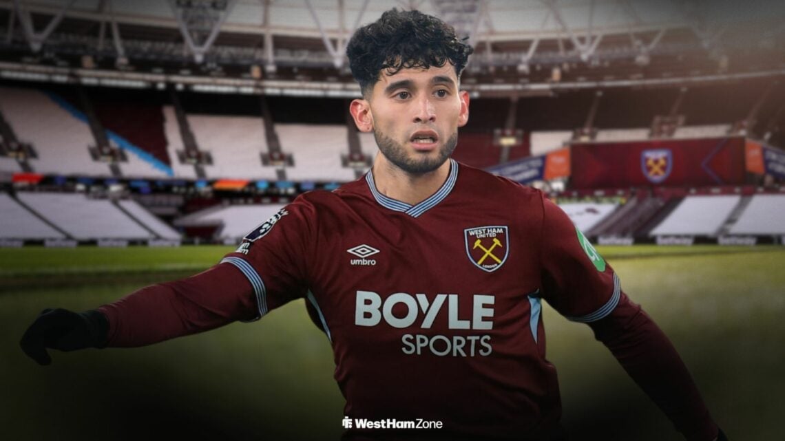 Ricardo Pepi in a West Ham shirt at the London Stadium