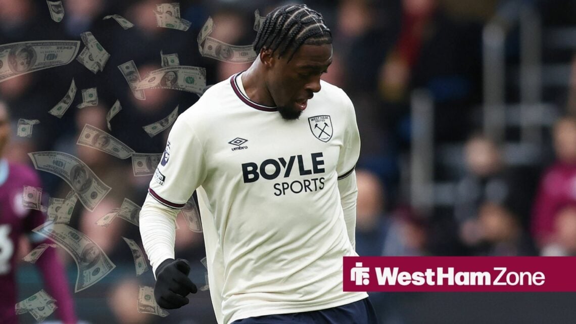 Axel Disasi of West Ham United during the Premier League match at Turf Moor, Burnley