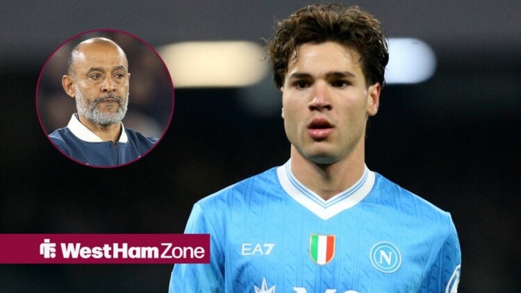 West Ham boss Nuno Espirito Santo and Napoli's Antonio Vergara