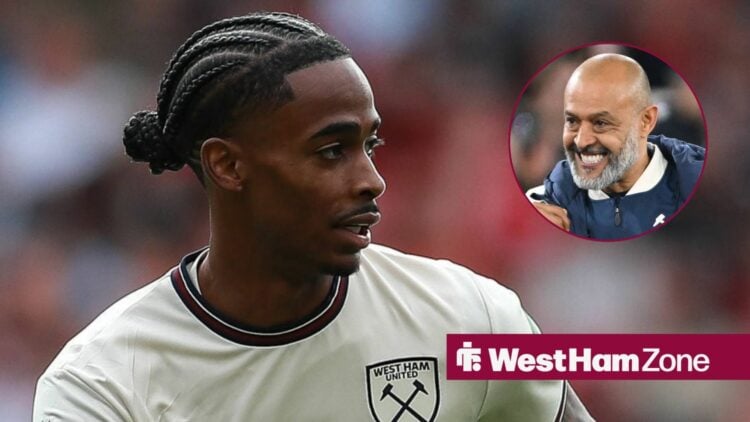 Crysencio Summerville alongside a circle inset of Nuno Espirito Santo.