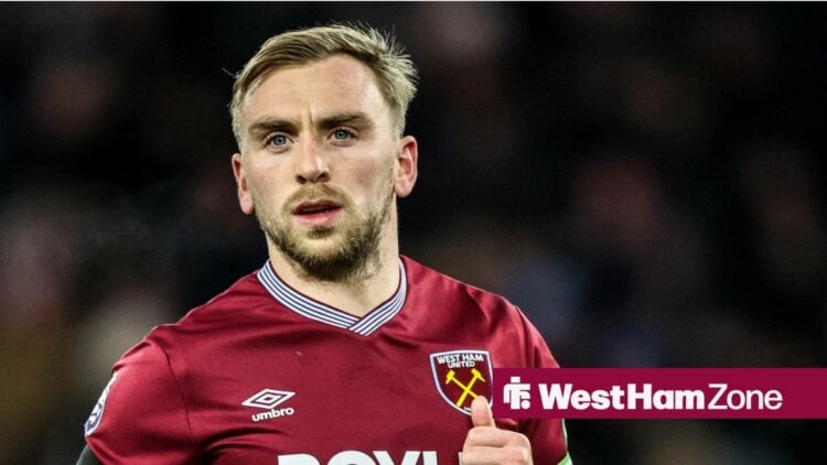 Jarrod Bowen in a West Ham home kit.