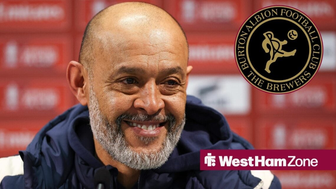Nuno Espirito Santo with Burton Albion badge in circular inset