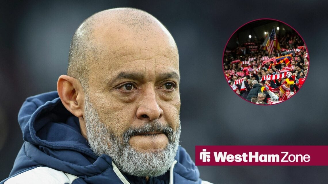 Nuno Espirito Santo looking towards circular inset of Liverpool fans