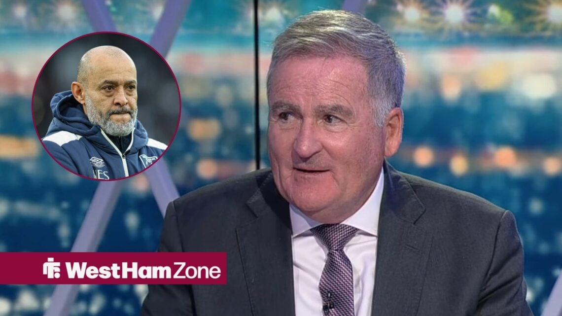 Richard Keys looking at a circular inset of Nuno Espirito Santo