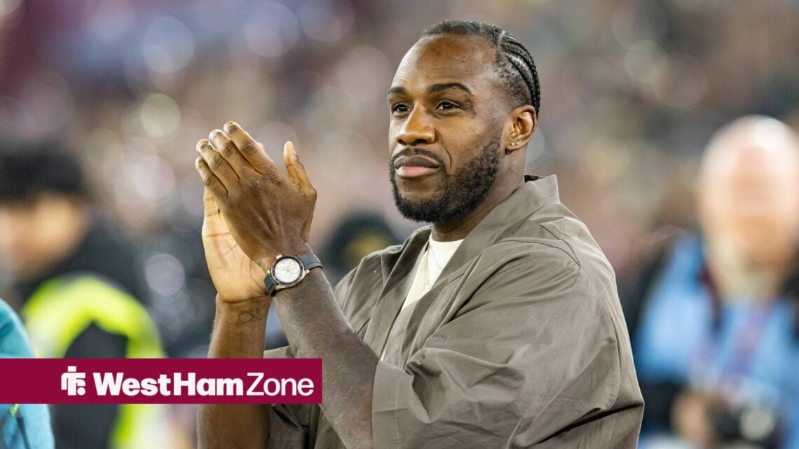 Michail Antonio claps the West Ham support upon his return to the London Stadium.