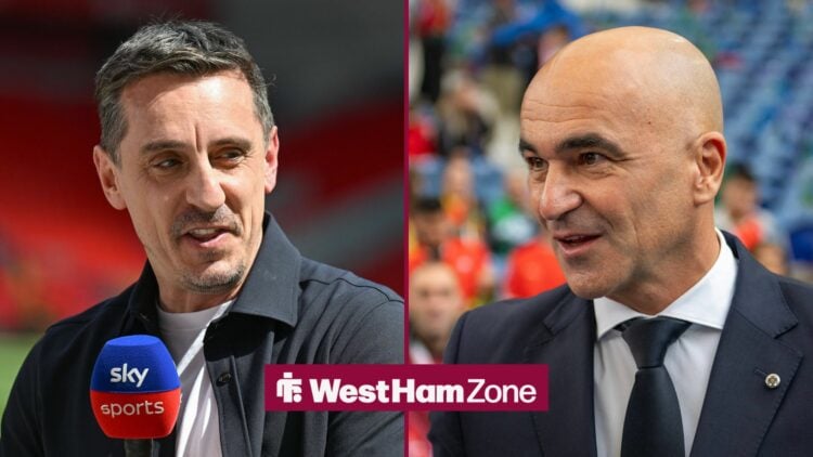 Roberto Martinez next to Gary Neville