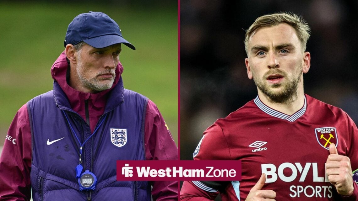 England manager Thomas Tuchel watching training, Jarrod Bowen in action for West Ham.
