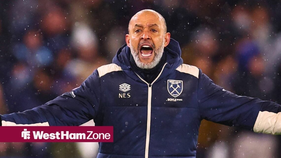 6th January 2026. Nuno Espirito Santo, manager of West Ham United reacts during the West Ham United vs Nottingham Forest Premier League match at th...
