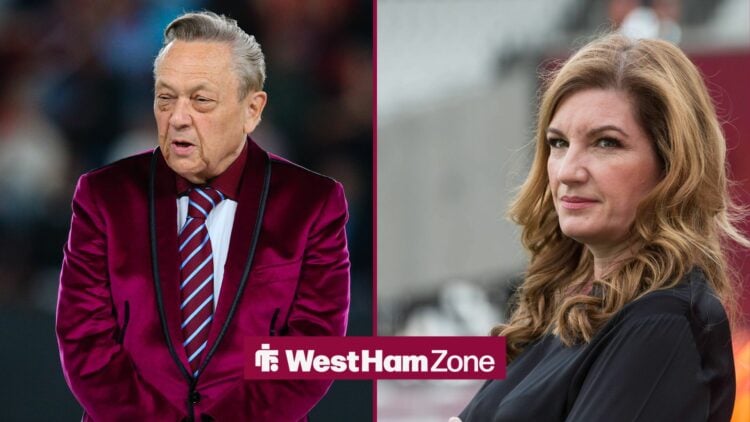 David Sullivan and Karren Brady look on.