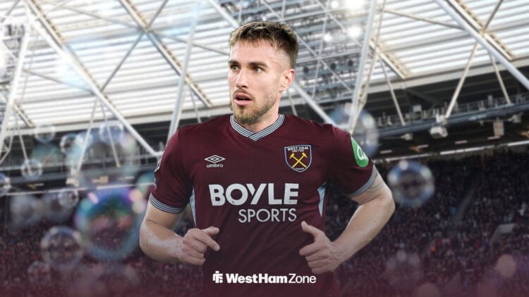 Oscar Mingueza in a West Ham shirt