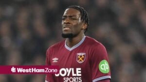 Axel Disasi in action for West Ham