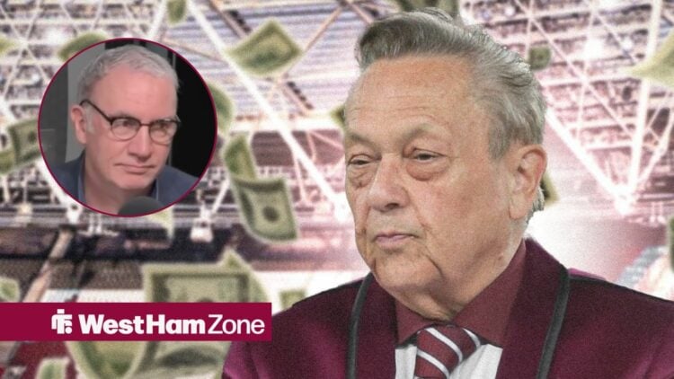 Kieran Maguire speaking on talkSPORT while looking at West Ham owner David Sullivan.
