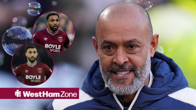 Premier League West Ham United v Burnley Nuno Espirito Santo manager of West Ham United during the Premier League match West Ham United vs Burnley ...