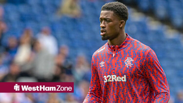 Rangers v Club Brugge Pre-Season Friendly Emmanuel Fernandez of Rangers warms up during the Pre-Season Friendly match at Ibrox Stadium, Glasgow
