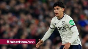 Manchester United, ManU v West Ham United Premier League 04/12/2025. Mateus Fernandes 18 of West Ham United during the Premier League match between Manchester United and West Ham United at Old Trafford