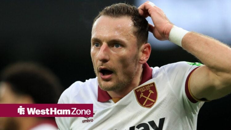 Vladimir Coufal scratching his head in action for West Ham United