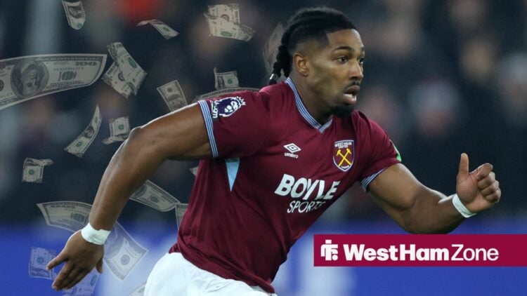 Adama Traore playing for West Ham United in the Premier League at the London Stadium