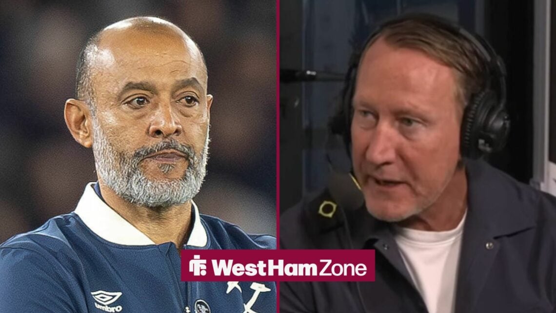 Nuno Espirito Santo looking in the direction of Ray Parlour.