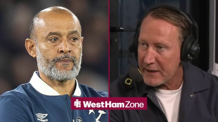 Nuno Espirito Santo looking in the direction of Ray Parlour.