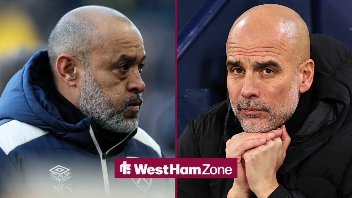 Nuno Espirito Santo and Pep Guardiola both looking concerned.