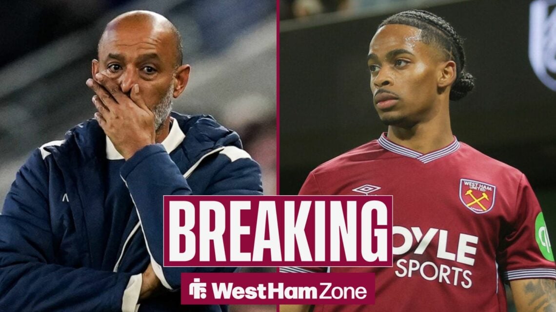 West Ham manager Nuno Espirito Santo looking in the direction of Crysencio Summerville.